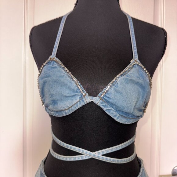 Hot & Delicious Denim & Rhinestone 2-Piece Set – Size M (NWT) - Picture 4 of 7